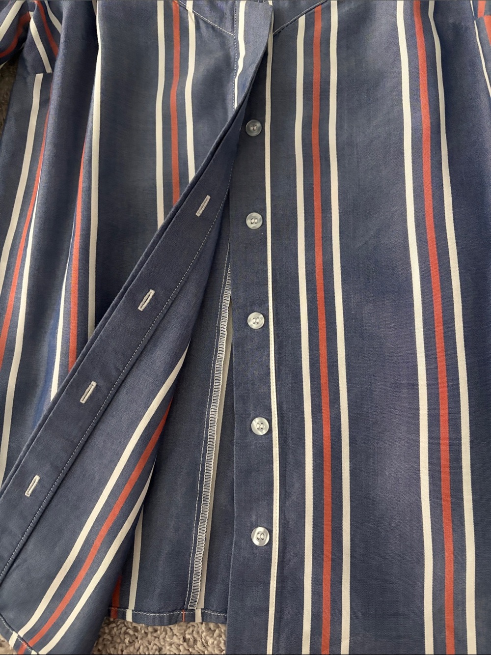 NICHOLAS Navy, White & Rust Striped Cold-Shoulder Top - Picture 3 of 13